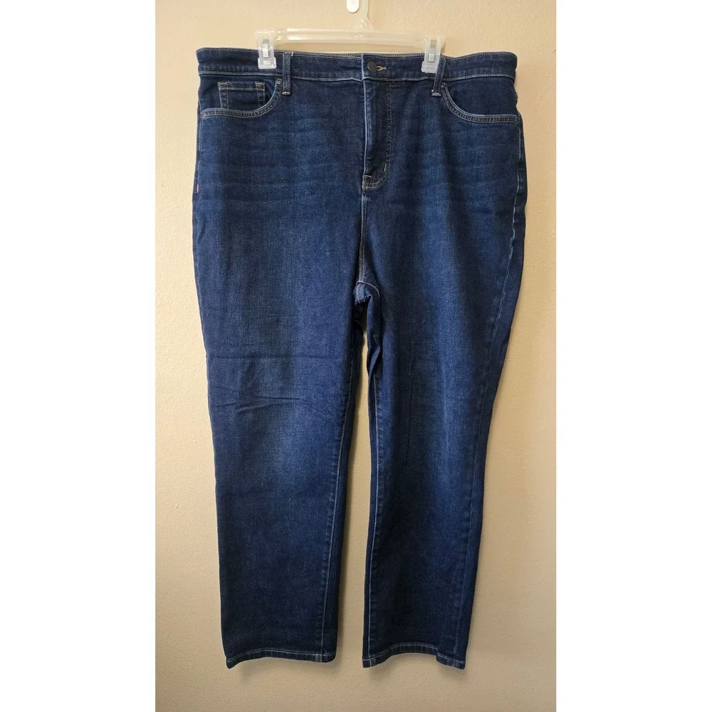 NYDJ Boyfriend Jeans Dark Wash Lift Tuck Technology Denim Size 16 Womens